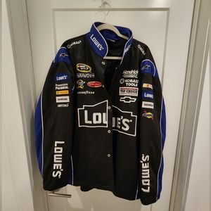 Chase authentics Lowe's jacket nascar racing XL blue black satin